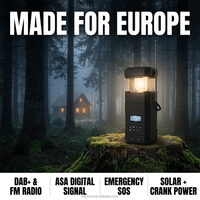 Radio Portátil de Emergencia para el Hogar DF-585, DAB Plus FM, Altavoz, Manivela Solar, Linterna Impermeable para Camping