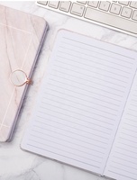 Carnet A5 à couverture rigide en cuir et marbre blanc, carnet de notes en pierre rose et noire avec boucle magnétique