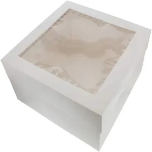 Großhandel benutzer definierte Geburtstag Hochzeit 10x10x5 12x12x6 Boxen für Kuchen verpackung 4 6 8 10 12 14 Zoll hohe Kuchen boxen mit Fenster Logo