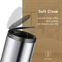 Poubelle intelligente à capteur pour la maison, en acier inoxydable, surface anti-traces de doigts, argentée, 42 litres