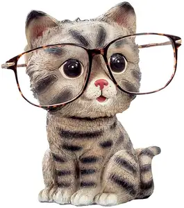 귀여운 표시 고양이 동물 모양의 수지 안경 홀더 선반 동전 은행 홈 장식 최고의 선물 어린이 친구