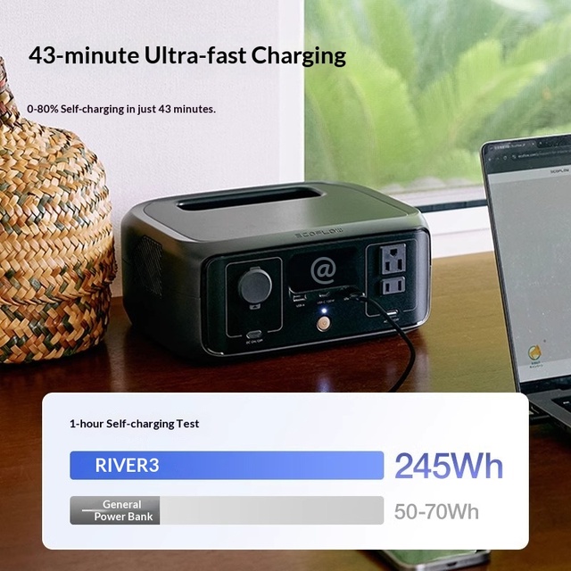 EF ECOFLOW RIVER 3 Portable Power Station With UPS Function 245Wh 300W 76800mAh Outdoor Camping Backup Power Supply