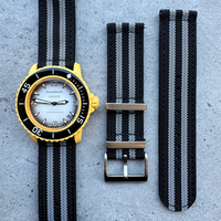 Bracelets de montre personnalisés 19/21mm noir gris style Bond 18mm 20mm 22mm double bracelet de montre en tissu de nylon nervuré deux pièces vente en gros