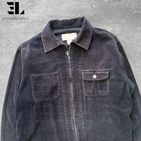 LARSUR Veste en velours côtelé lourd délavé personnalisé avec plusieurs poches Shacket Work Wear Worker Hunting Kore Coat Overshirt