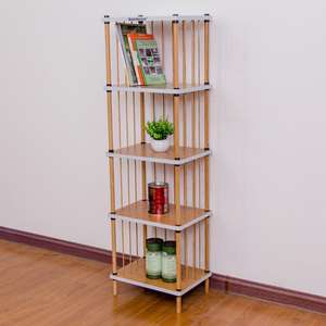 Organizador de Almacenamiento de Bambú, Estantería de Exhibición, Estantería en Forma de Escalera, Estantería para Libros - Product Image 1