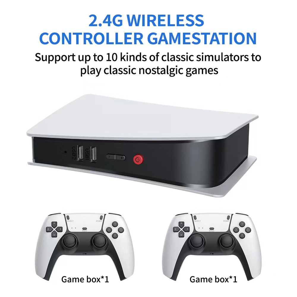 New M5 Video Console 2.4G Double Wireless Controller Game Stick 4K 20000+ Games 64GB Retro Games For PS1/GBA/FC