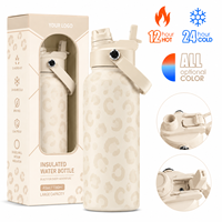 Bouteille d'eau isotherme cylindrique en acier inoxydable de 32 oz avec paille et bec verseur direct, poignée portable pour sports de plein air – Vente en gros