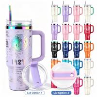 Gobelet isotherme de voyage de 40 oz avec poignée, motif personnalisé gravé au laser, plaqué ionique, entièrement enveloppé