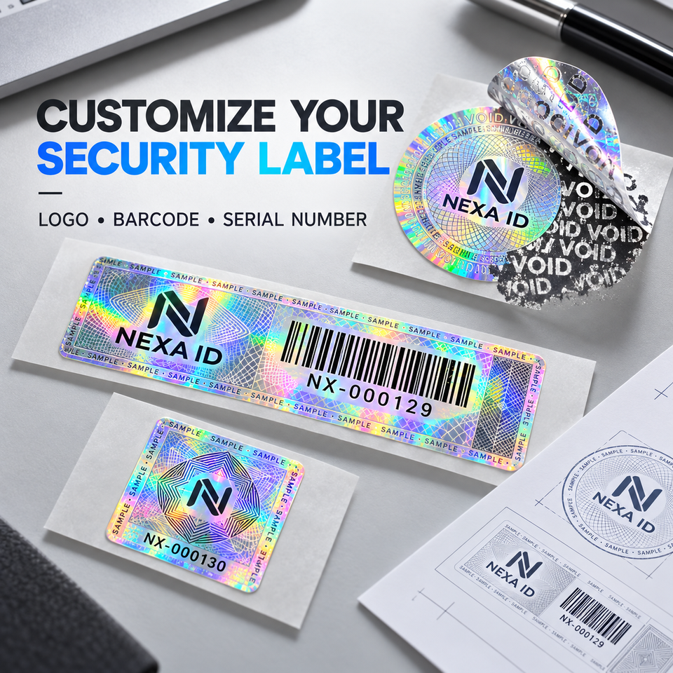 Custom Logo Holographic Anti Counterfeit Barcode Sticker Labels PET ...