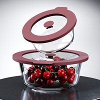 Ensemble de bols en verre borosilicate de grande capacité, boîte à lunch compartimentée, récipient de stockage alimentaire compatible micro-ondes pour étudiants