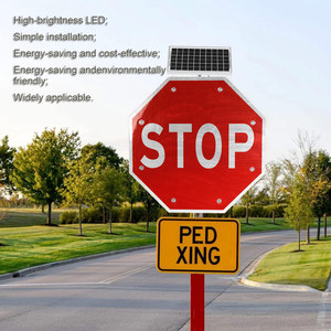 <span class=keywords><strong>Señal</strong></span> de Parada LED Intermitente Solar Portátil para Exteriores, Personalizada de Fábrica, para Seguridad Vial - Product Image 3