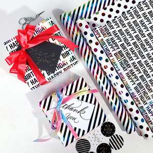 Factory Wholesale Coated <b>Birthday</b> Stamping Gift Wrapping <b>Paper</b> 43*300 cm Christmas Packaging 3 Rolls Set - Product Image 5