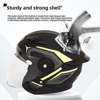 Nouveau casque de moto demi-face certifié 3C pour motocross, coque ABS, double visière anti-buée pour scooter électrique, vélo et trajets quotidiens