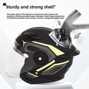 Nuevo <span class=keywords><strong>Casco</strong></span> <span class=keywords><strong>de</strong></span> Motocross Certificado 3C, Medio <span class=keywords><strong>Casco</strong></span> con Carcasa <span class=keywords><strong>de</strong></span> ABS, Doble Visera <span class=keywords><strong>Antivaho</strong></span> para Motocicleta, Scooter Eléctrico y Bicicleta - Product Image 4
