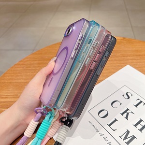 Estuche translúcido colorido degradado para <span class=keywords><strong>IPhone</strong></span> <span class=keywords><strong>12</strong></span> 13 14 15 16 Pro Max 16E Carga inalámbrica Cubierta de <span class=keywords><strong>cuerda</strong></span> colgante magnética fuerte - Product Image 5