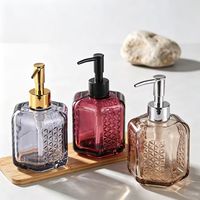 Flacon pulvérisateur de savon liquide en verre coloré de haute qualité 320 ml, vide, luxueux, mat, hexagonal avec pompe, sérigraphie, pour salle de bain