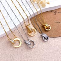 Collier double anneau en zircon fin, plaqué or véritable sur cuivre, avec chaînes en bambou, accessoires sportifs pour femme, ensemble cadeau tendance