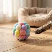 Jouet interactif pour chat en peluche, balle multicolore ronde, jouet à mâcher doux pour chats d'intérieur