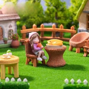 Simulación de bambú, mesa, silla, muebles, casa de muñecas, decoración DIY, bolsa ciega, accesorios, Mini adorno de micropaisaje - Product Image 3