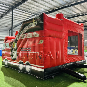 Château sautant de camion de pompiers pour le combiné extérieur commercial de terrain de jeu gonflable de videur d'enfants avec la glissière - Product Image 4