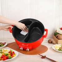 Casserole électrique 5L 1600W Revêtement antiadhésif en verre Contrôle mécanique - Casserole multifonction pour petits appareils de cuisine Usage domestique