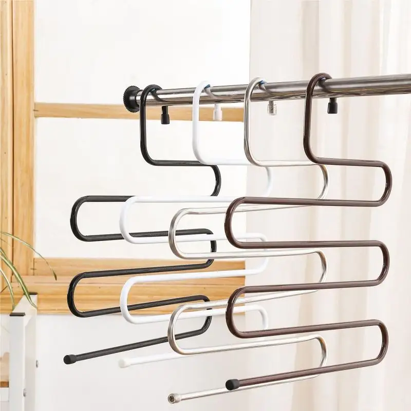 Classic modern Hot Sale Hanger magic space saving pants hangers metal S-type multi-layer five-layer pants rasck Hangers