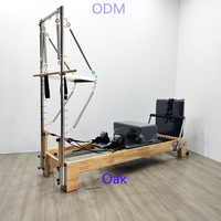 Reformer de Pilates Profesional de Madera de Roble con Media Trapecio para Resistencia Dinámica, Flujo Cinético Suave y Coordinación Neuromuscular, Equipo de Yoga