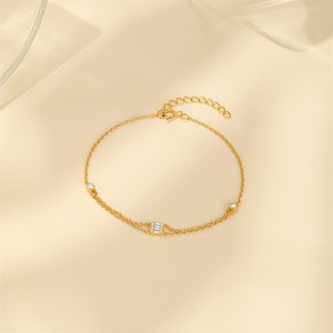 925 Bow Shape Fashion <b>Heart</b> Zircon Two Layer <b>Bracelet</b> for Young Girl - Product Image 5