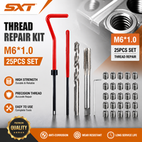 Kit de réparation de filetages 25 pièces M2-M12x1.75, kit d'inserts He Licoil, ensemble d'outils de réparation de filetages avec outils d'installation pour perceuse et taraudeuse
