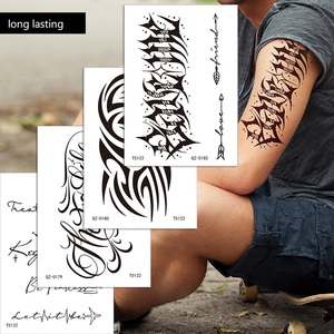 Base de plante 3D noir <span class=keywords><strong>fleur</strong></span> Rose tatouages temporaires pour femmes étanche faux corps Art bras croquis <span class=keywords><strong>tatouage</strong></span> autocollants pour femmes filles - Product Image 3