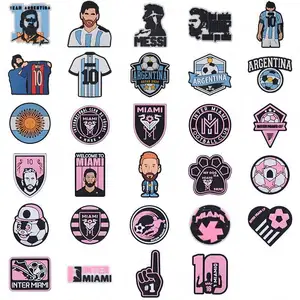 New Design Football Sport Team Shoe Charms Pink Barca Inter Miami Messi Shoe Charms For Clog