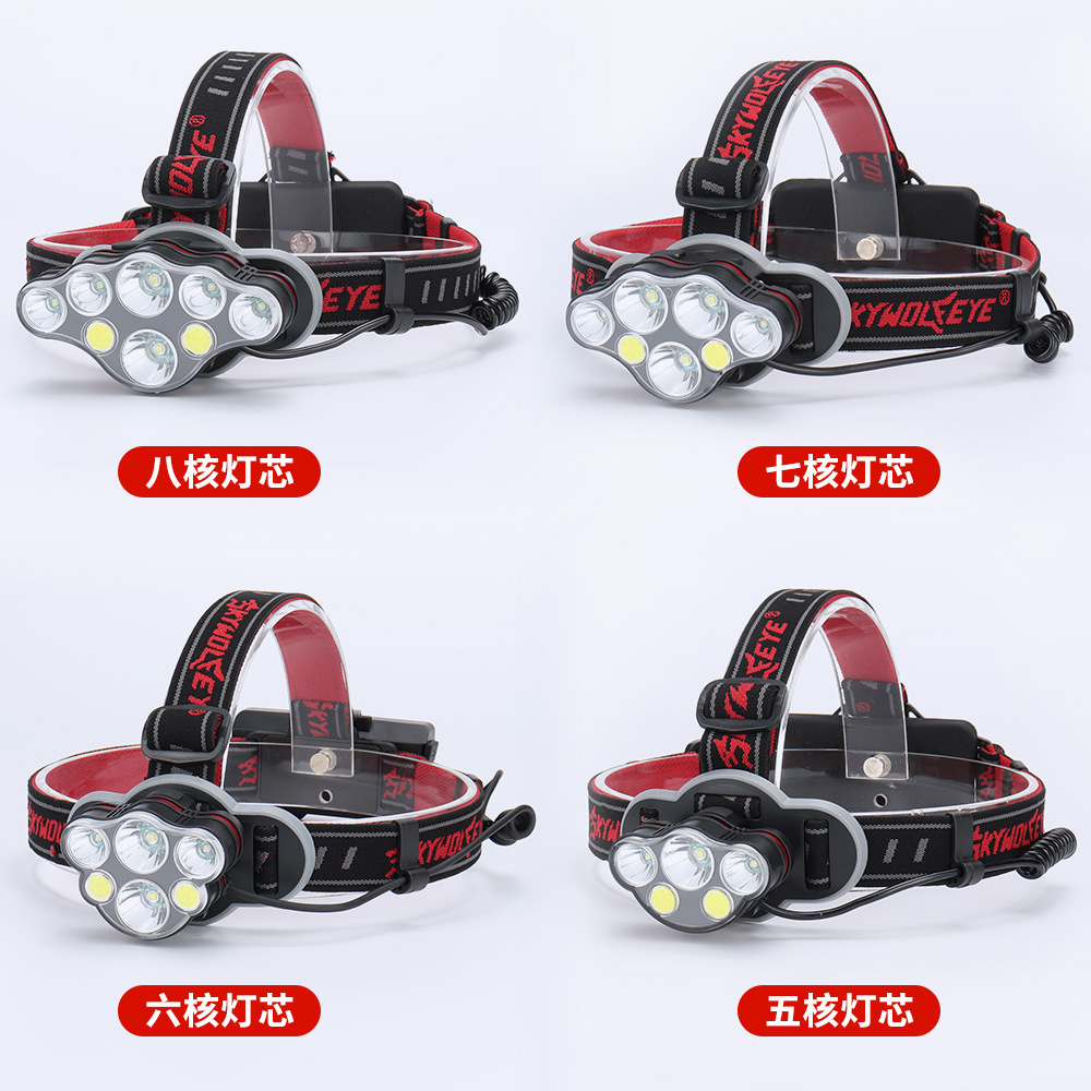Lampe frontale à 6 LED avec câble USB [piles non incluses]