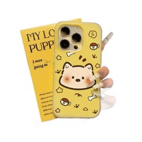 Coque de téléphone en TPU motif chiot et étoiles de café pour iPhone 11/14 Pro/15 Pro Max - Relief tridimensionnel, style gelée deux-en-un