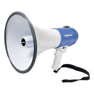 Mégaphone 25W avec sirène et sifflet (Rechargeable) Blanc et Bleu GT 1227LI - Product Image 1