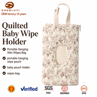 Pochette de voyage matelassée pour lingettes bébé, motif floral, sac portable suspendu pour lingettes humides pour poussette