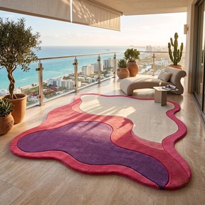 Custom Wavy Abstract Hand Tufted Wool <b>Rug</b> Funky <b>Pastel</b> Handmade Area Carpet for Bedroom Living Room Modern Home Decor Available - Product Image 6