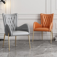 Chaises de salle à manger en tissu personnalisées marron/blanc/noir/gris, style moderne de luxe, avec pieds en acier inoxydable