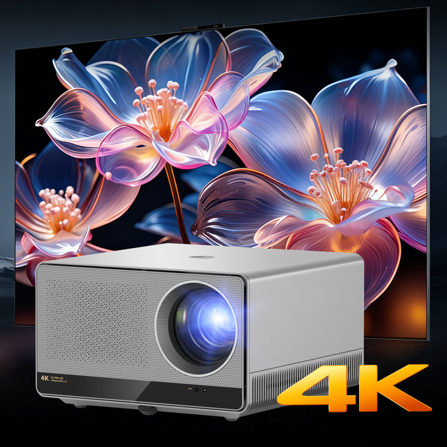 CREU1 WiFi LED Projector Native 4K (3840x2160P) Fully Sealed Dustproof Optical Engine Android 11/12 OS GTV Projector