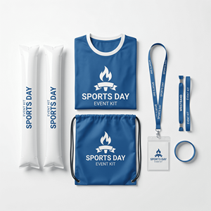 Kit Personalizado para Eventos Deportivos con Camiseta, Bolsa con Cordón, Aplaudidor, Pulsera y Cordón para el Cuello - Product Image 1