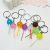 Breloques porte-clés tendance en forme de mini-aliments en résine acrylique plastique, imprimées UV, irisées, style dessin animé