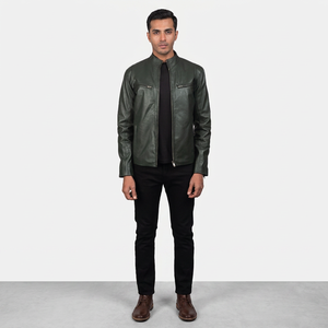 Veste universitaire en cuir véritable faite à la main Finer Threads pour homme, doublure chaude d'automne, tissu enduit respirant, coupe élégante, fabrication d'usine - Product Image 1