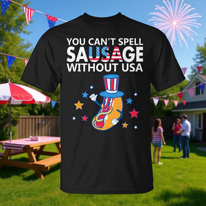No se puede escribir la palabra Sausage sin Usa, camiseta americana del 4 de julio - Product Image 3