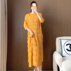 ชุดเดรสผ้าทอคุณภาพสูง เป็นมิตรกับสิ่งแวดล้อม แต่งพู่ระบาย จับจีบ ทรงตรงหลวม สไตล์หรูหรา สามารถปรับแต่งได้ - Product Image 6