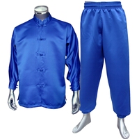 Uniforme de Tai Chi en satin 100 % polyester épais, comprenant une veste et un pantalon à taille élastique avec cordon de serrage