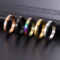 Bague en acier inoxydable 4 mm, argent, noir, or rose, colorée, brillante, rotative, logo personnalisé, bague de doigt en acier inoxydable