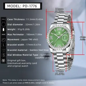 ساعة كوارتز جديدة للنساء PAGANI DESIGN 2024 PD-1776 مقاس 32 مم من الستانليس ستيل وزجاج ياقوت 100 متر ساعة مضادة للماء - Product Image 3