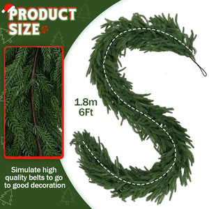 Guirnalda Navideña Artificial de 1.8m (6 pies), Decoración de Pino Verde para Decoración Navideña del Hogar - Product Image 1