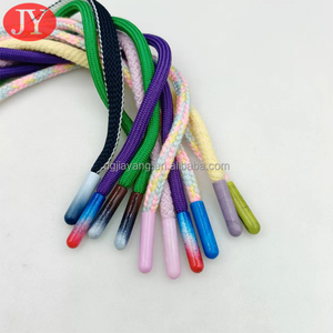 Celana olahraga katun hitam renda, poliester warna-warni untuk tali sepatu dengan ujung kabel Aglet logam - Product Image 4