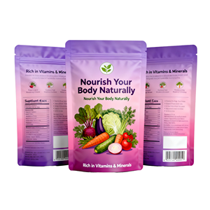 Bolsa de Embalaje Personalizada con Cierre Hermético y Zip Lock para Polvo Vegetal, Superalimentos, Suplementos Dietéticos y Alimentos Saludables - Product Image 1