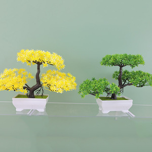 Árvore Bonsai Artificial Decorativa em Vaso de Plástico Branco, Várias Cores para Decoração de Casa, Escritório e Casamento - Product Image 1